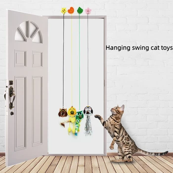חתול צעצועים מתנדנד על הנדנדה, תלוי חתול צעצועים עצמית מרוממת, מרגיעה, אלסטי חתול מקל המכיל חתול מנטה ספקי חתול
